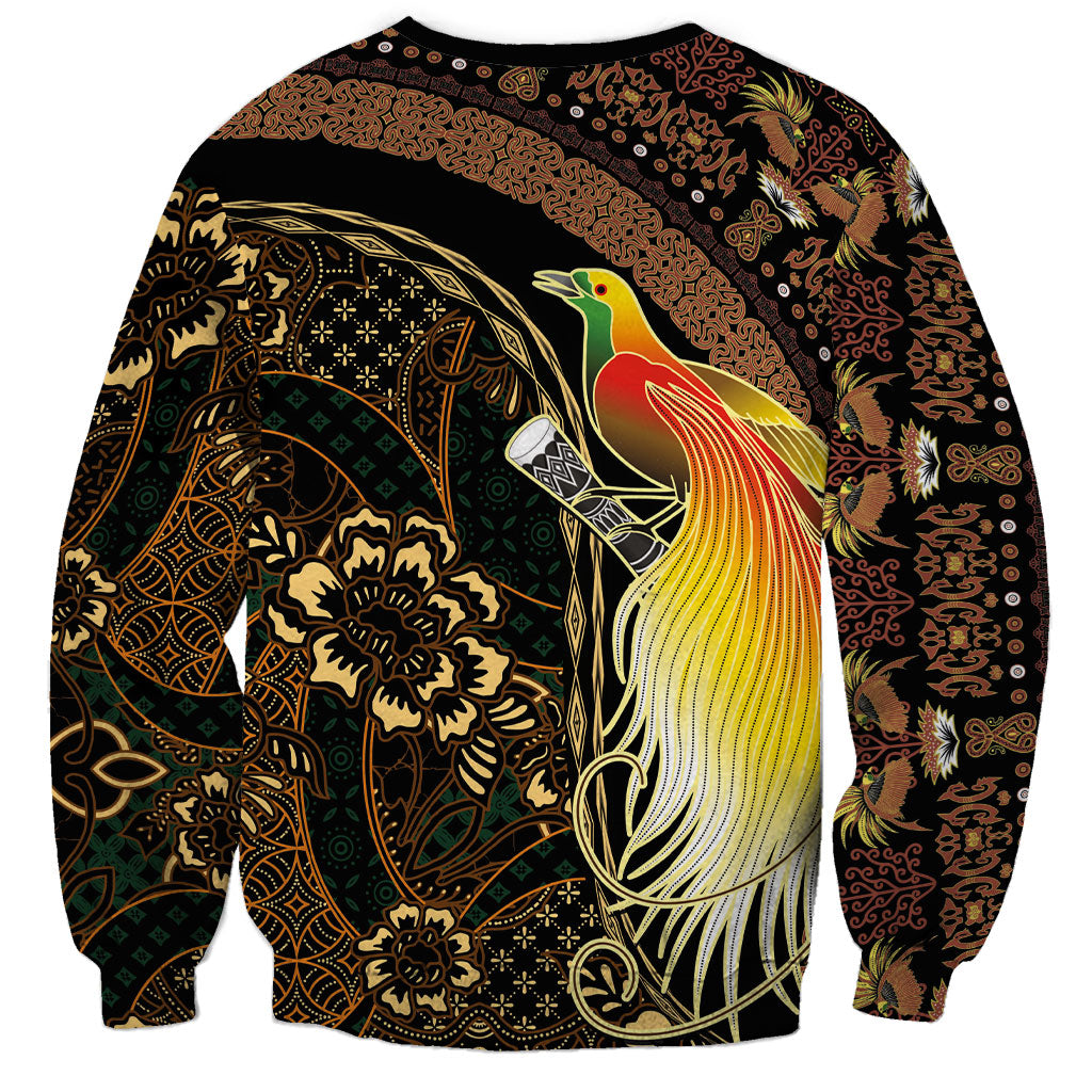 Papua New Guinea and Indonesia Batik Sweatshirt Bird of Paradise with Tribal Batik Patterns