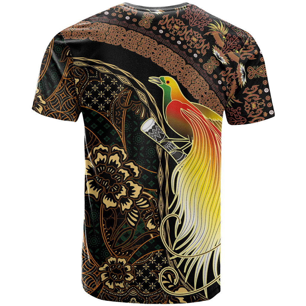 Papua New Guinea and Indonesia Batik T Shirt Bird of Paradise with Tribal Batik Patterns