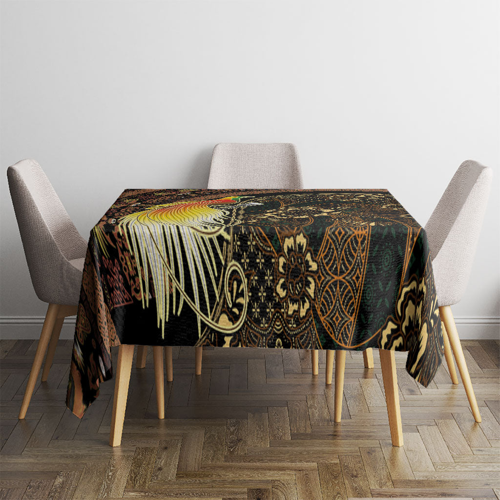 Papua New Guinea and Indonesia Batik Tablecloth Bird of Paradise with Tribal Batik Patterns