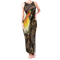 Papua New Guinea and Indonesia Batik Tank Maxi Dress Bird of Paradise with Tribal Batik Patterns