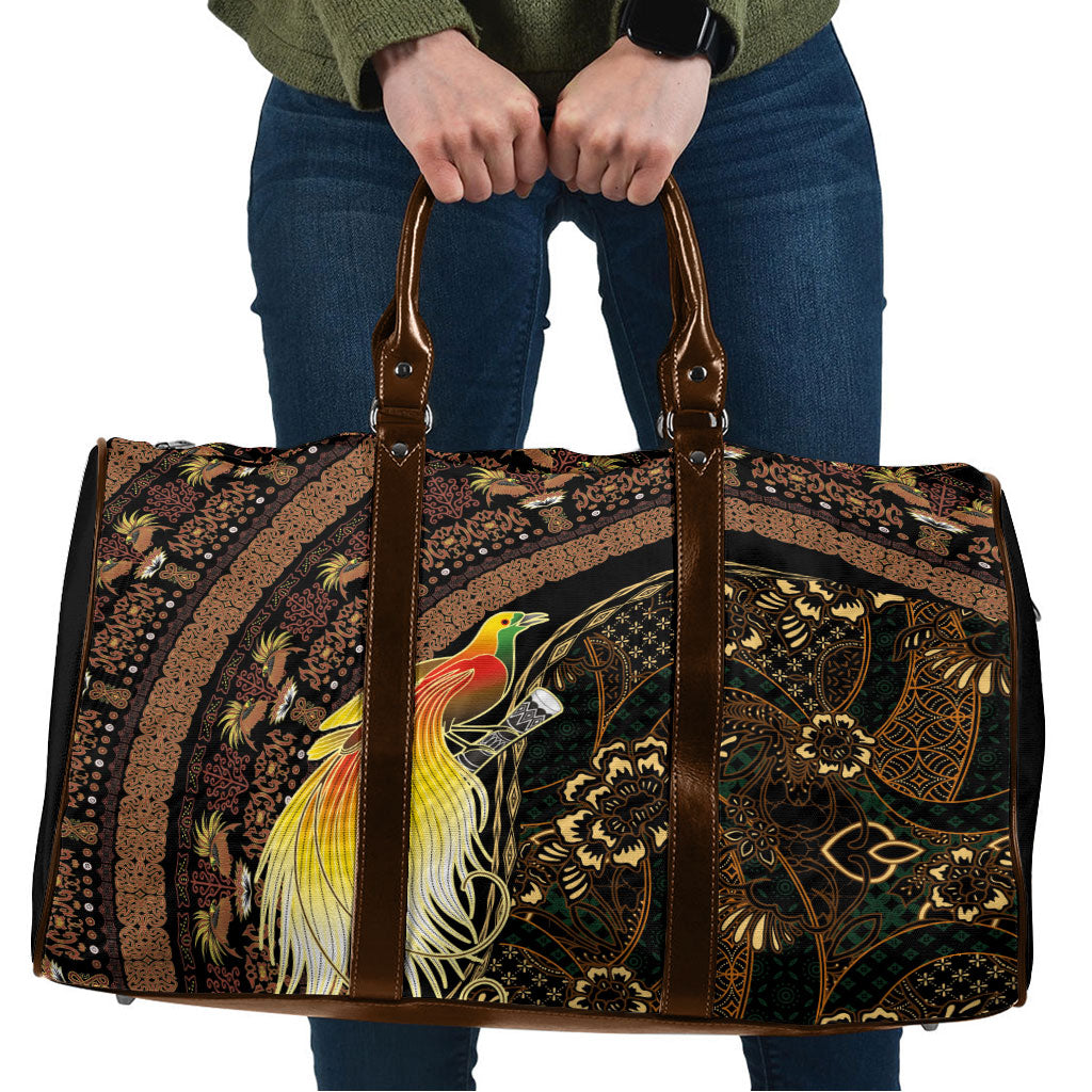 Papua New Guinea and Indonesia Batik Travel Bag Bird of Paradise with Tribal Batik Patterns