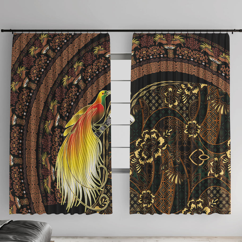 Papua New Guinea and Indonesia Batik Window Curtain Bird of Paradise with Tribal Batik Patterns
