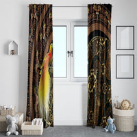 Papua New Guinea and Indonesia Batik Window Curtain Bird of Paradise with Tribal Batik Patterns