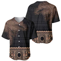 Fiji Palm Leaves Baseball Jersey Masi and Tapa Tribal Pattern Beige Color LT03 - Polynesian Pride