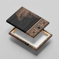 Fiji Palm Leaves Canvas Wall Art Masi and Tapa Tribal Pattern Beige Color