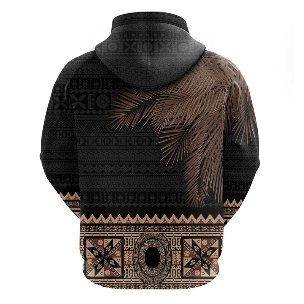 Fiji Palm Leaves Hoodie Masi and Tapa Tribal Pattern Beige Color LT03 - Polynesian Pride