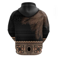 Fiji Palm Leaves Hoodie Masi and Tapa Tribal Pattern Beige Color LT03 - Polynesian Pride
