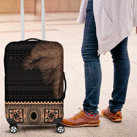 Fiji Palm Leaves Luggage Cover Masi and Tapa Tribal Pattern Beige Color