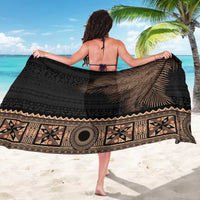 Fiji Palm Leaves Sarong Masi and Tapa Tribal Pattern Beige Color