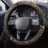 Fiji Palm Leaves Steering Wheel Cover Masi and Tapa Tribal Pattern Beige Color LT03 - Polynesian Pride