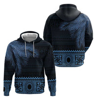 Fiji Palm Leaves Hoodie Masi and Tapa Tribal Pattern Blue Color LT03 - Polynesian Pride
