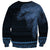 Fiji Palm Leaves Sweatshirt Masi and Tapa Tribal Pattern Blue Color