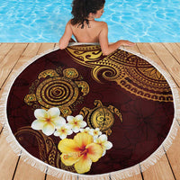Polynesian Turtle Beach Blanket Plumeria Hibiscus Pattern Oxblood