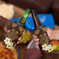 Polynesian Turtle 4 in 1 Can Cooler Tumbler Plumeria Hibiscus Pattern Oxblood