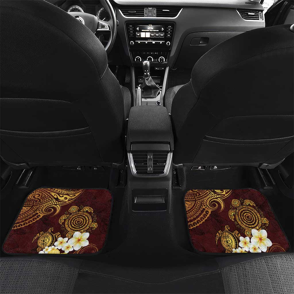 Polynesian Turtle Car Mats Plumeria Hibiscus Pattern Oxblood