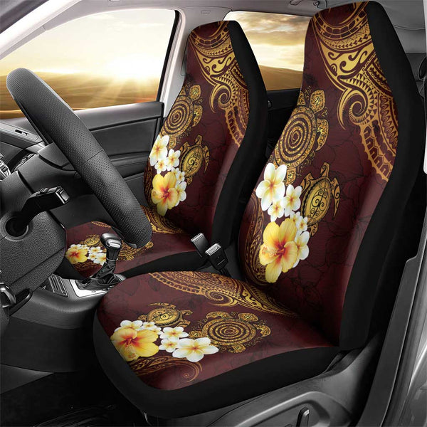 New Caledonia Polynesian Car Seat Covers Pride Seal And Hibiscus Red