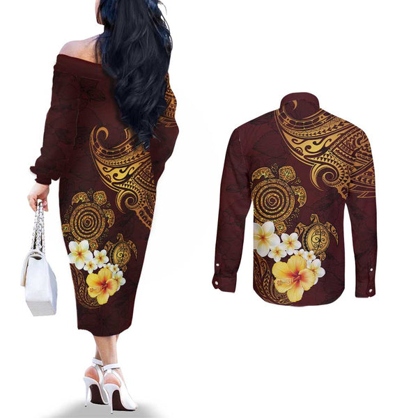 Polynesian Pride Long Sleeve Bodycon Dress Turtle Hibiscus Luxury Style - Beige LT7 main image 0