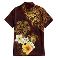 Polynesian Turtle Family Matching Tank Maxi Dress and Hawaiian Shirt Plumeria Hibiscus Pattern Oxblood