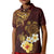 Polynesian Turtle Kid Polo Shirt Plumeria Hibiscus Pattern Oxblood