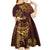 Polynesian Turtle Kid Short Sleeve Dress Plumeria Hibiscus Pattern Oxblood