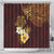 Polynesian Turtle Shower Curtain Plumeria Hibiscus Pattern Oxblood