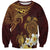 Polynesian Turtle Sweatshirt Plumeria Hibiscus Pattern Oxblood