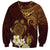 Polynesian Turtle Sweatshirt Plumeria Hibiscus Pattern Oxblood