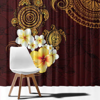 Polynesian Turtle Window Curtain Plumeria Hibiscus Pattern Oxblood
