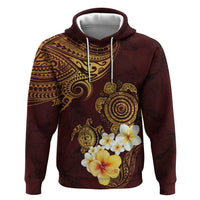 Polynesian Turtle Zip Hoodie Plumeria Hibiscus Pattern Oxblood LT03 Pullover Hoodie Oxblood - Polynesian Pride