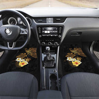 Polynesian Turtle Car Mats Plumeria Hibiscus Pattern Black Color