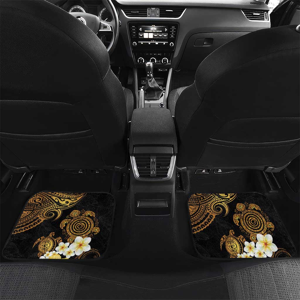 Polynesian Turtle Car Mats Plumeria Hibiscus Pattern Black Color