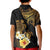 Polynesian Turtle Kid Polo Shirt Plumeria Hibiscus Pattern Black Color