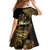 Polynesian Turtle Kid Short Sleeve Dress Plumeria Hibiscus Pattern Black Color