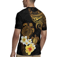 Polynesian Turtle Rugby Jersey Plumeria Hibiscus Pattern Black Color