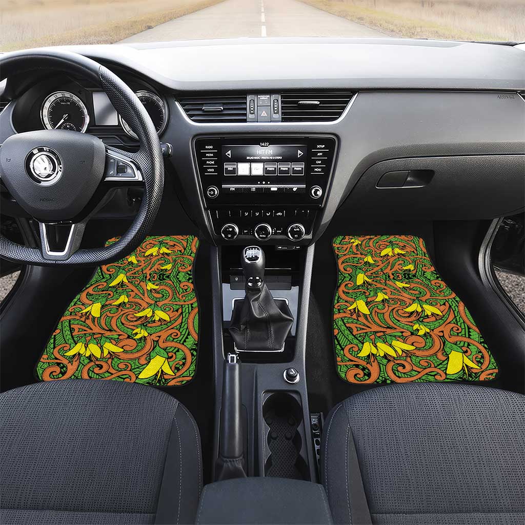 New Zealand Kowhai Flowers Car Mats Maori Koru Pattern