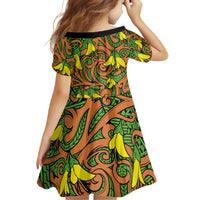 New Zealand Kowhai Flowers Family Matching Mermaid Dress and Hawaiian Shirt Maori Koru Pattern LT03 - Polynesian Pride