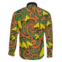 New Zealand Kowhai Flowers Family Matching Short Sleeve Bodycon Dress and Hawaiian Shirt Maori Koru Pattern LT03 - Polynesian Pride
