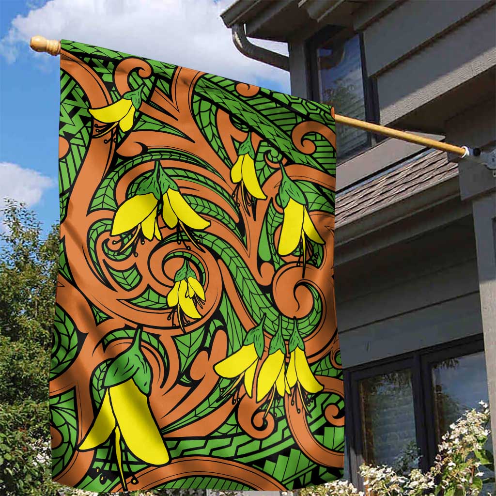 New Zealand Kowhai Flowers Garden Flag Maori Koru Pattern