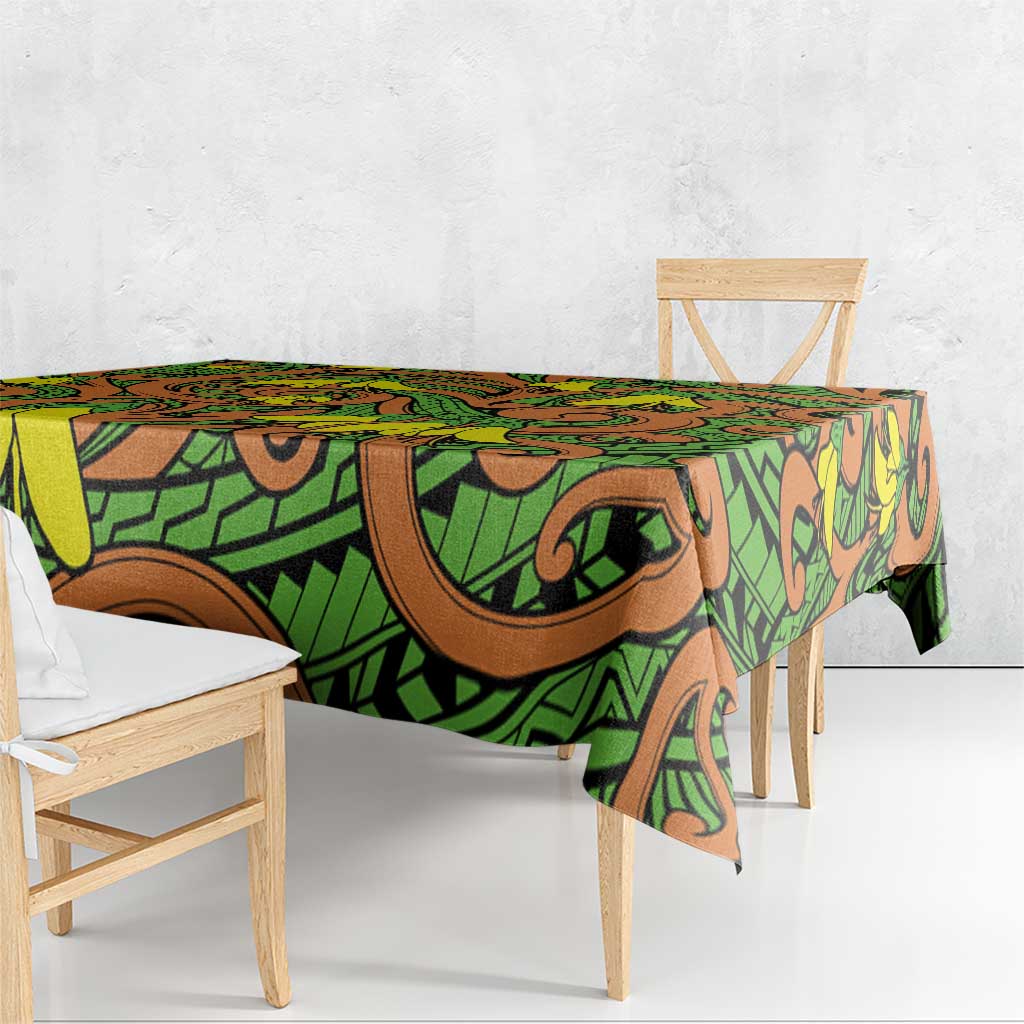 New Zealand Kowhai Flowers Tablecloth Maori Koru Pattern