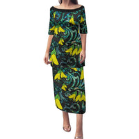 New Zealand Kowhai Flowers Family Matching Puletasi and Hawaiian Shirt Maori Koru Pattern With Paua Shell Style