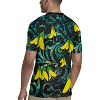 New Zealand Kowhai Flowers Rugby Jersey Maori Koru Pattern With Paua Shell Style