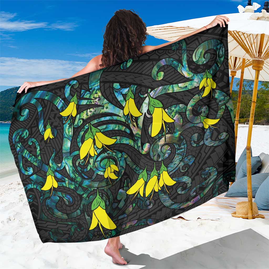 New Zealand Kowhai Flowers Sarong Maori Koru Pattern With Paua Shell Style