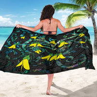 New Zealand Kowhai Flowers Sarong Maori Koru Pattern With Paua Shell Style