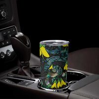 New Zealand Kowhai Flowers Tumbler Cup Maori Koru Pattern With Paua Shell Style