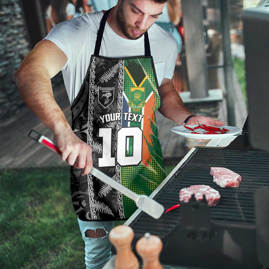 Custom Aotearoa South Africa Rugby Freedom Cup Apron Maori Silver Fern Art and Sporty Flag SA - Polynesian Pride