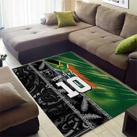 Custom Aotearoa South Africa Rugby Freedom Cup Area Rug Maori Silver Fern Art and Sporty Flag SA - Polynesian Pride
