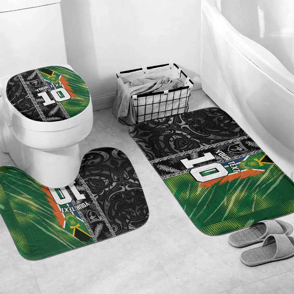 Custom Aotearoa South Africa Rugby Freedom Cup Bathroom Set Maori Silver Fern Art and Sporty Flag SA - Polynesian Pride