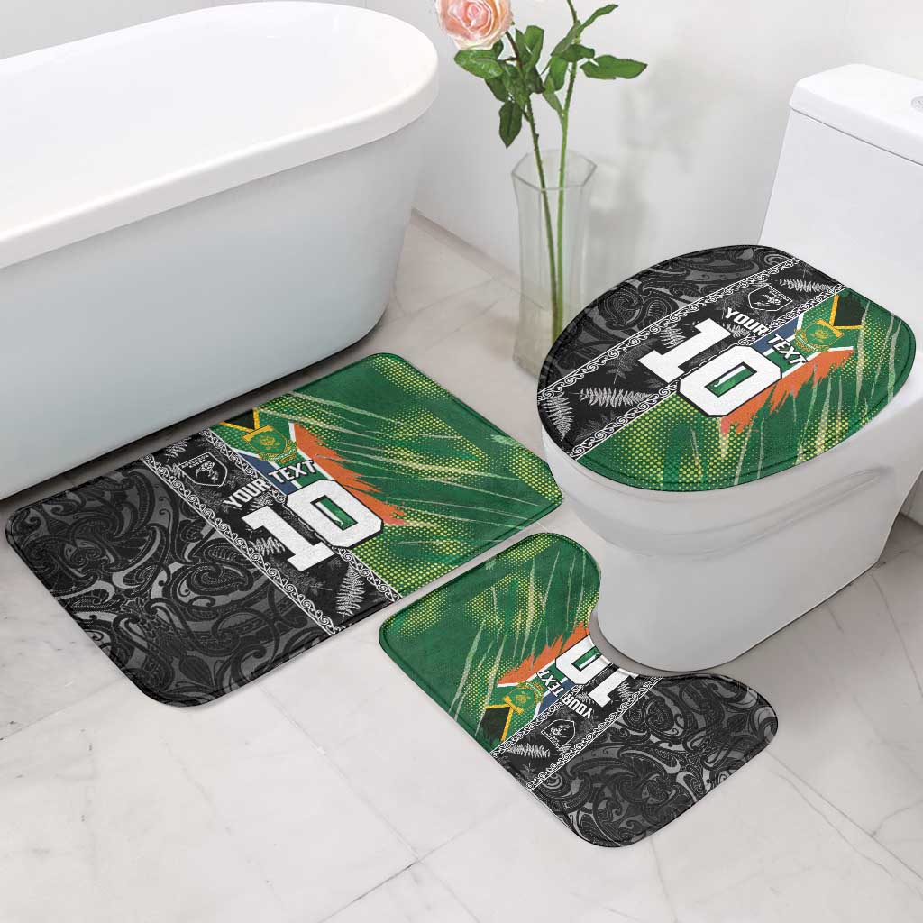 Custom Aotearoa South Africa Rugby Freedom Cup Bathroom Set Maori Silver Fern Art and Sporty Flag SA - Polynesian Pride