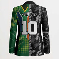 Custom Aotearoa South Africa Rugby Freedom Cup Blazer Maori Silver Fern Art and Sporty Flag SA - Polynesian Pride