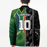 Custom Aotearoa South Africa Rugby Freedom Cup Blazer Maori Silver Fern Art and Sporty Flag SA - Polynesian Pride